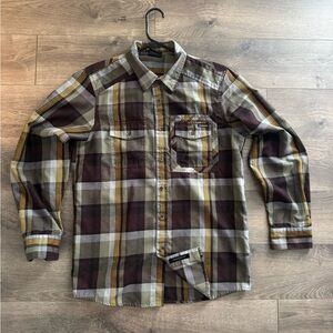 Oakley Beatbox Thermo Gauge Shirt Mens Small Green Plaid Casual Skater